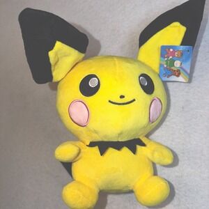 Pichu Pokémon Plush Stuffed Animal Yellow Black With Tag 10"